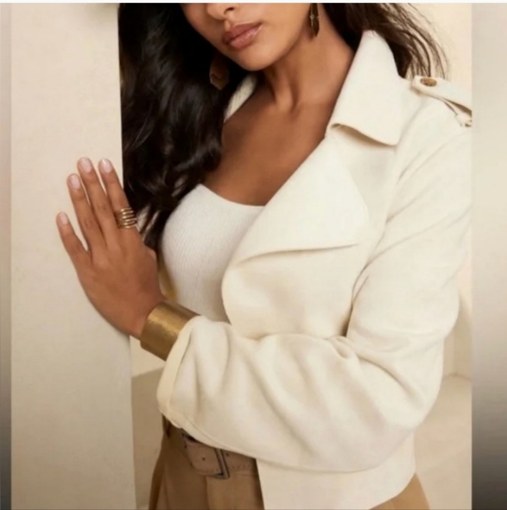 Banana Republic Cream Leather Jacket